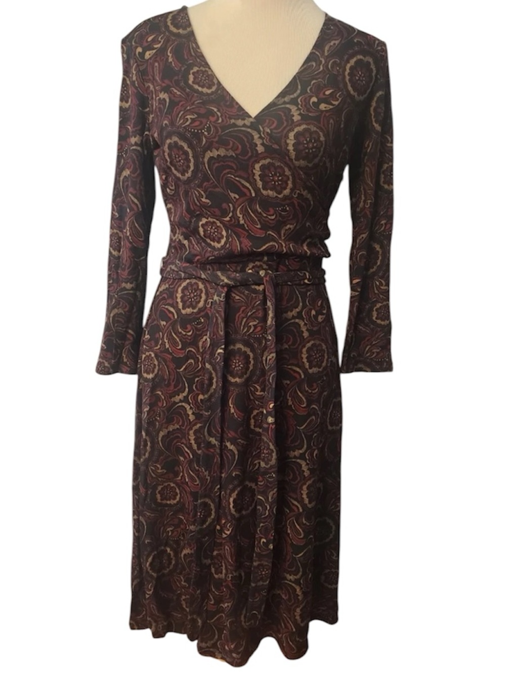 Ann Taylor Loft Faux Wrap Paisley Dress